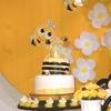 1 Pack Happy Bee Day Cake Topper Bumble Bee Happy Birthday Cake Decoration for Bee Theme Baby Shower Kids Boys Girls Birthday Party Cake Decorations Supplies Gold view 4