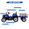 12V Kids Ride On Tractor with Trailer & Remote Control, Toddler Battery Powered Electric Car Slow Start 7LED Headlights USB Music Player 2+1 Gear Shift, Blue, 35W/ EVA Tire view 3