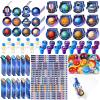 Cholemy 192 Pcs Space Party Favors Space Theme Supplies Outer Astronaut Stationery Set Notebook Bouncy Ball Sticker Stamper Eraser Ruler Pencil Bag for Galaxy Birthday Gift Classroom Prize view 1