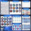 Cholemy 192 Pcs Space Party Favors Space Theme Supplies Outer Astronaut Stationery Set Notebook Bouncy Ball Sticker Stamper Eraser Ruler Pencil Bag for Galaxy Birthday Gift Classroom Prize view 3