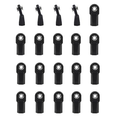 AMK SCX10 M4 RC Link Rod Ends 4mm Tie Rods Joints with 7mm Pivot Ball 1/8 1/10 Crawler Universal Building Kit for TRX6 D90 TF2 CC01 Gen7 Gen8 TRX4 Upgrades (4Pcs Bent + 16Pcs Straight)