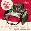 Lusso Gear Kids Car Seat Travel Tray - Dry-Erase Tablet Holder for Road Trip Activities - Cup Holder & Storage for Toddler Travel Essentials - Plane Activity Tray for Airplane Essentials - Dinos view 3