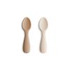 mushie Silicone Toddler Starter Spoons | 2 Pack (Natural/Shifting Sand) view 1