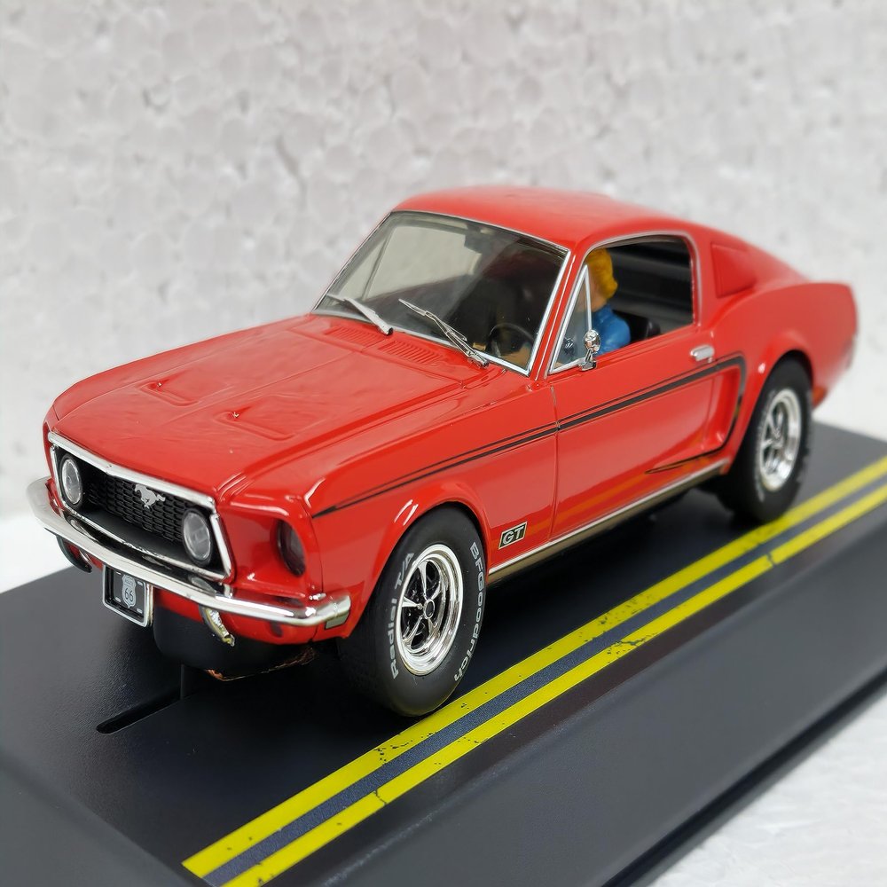 Pioneer Street Muscle P151 1968 Ford Mustang GT Fastback Red Route 66 1:32 Slot Car