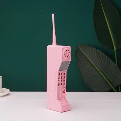 TOTITOM Retro Brick Cell Phone Ornament, 80s 90s Phone Prop, Vintage Cellular Phone Model, Old Fashioned Cell Phone Template for Family Decoration Simulation Photographic Ornaments (Pink)