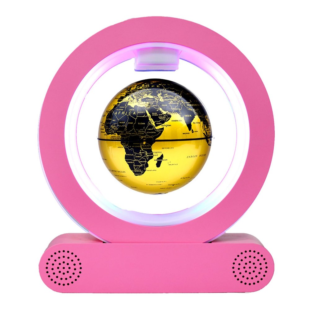 BEBEVOGUE Personalized Magnetic Levitating Floating Globe with LED & Bluetooth Speaker Anti Gravity World Unique Gift for Men Boss Kids Boys Boss Office Accessories Desk Gadget Decor (Gold)