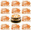 10PCS Happy Thanksgiving Cake Topper Glitter Cupper Topper with Maple Leaf Design - Thanksgiving Cake Toppers Pick for Fall Party Cake Decoration Supplies Orange view 1