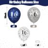 16th Birthday Decorations Boys, Pack of 15 Happy 16th Birthday Balloons Latex Helium Navy Blue Silver Confetti Balloons for Age Sixteen 16 Years Old Birthday Party Decorations Celebration Supplies view 2