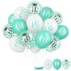 10th Birthday Decorations Girl, Teal White Happy 10th Birthday Latex Print Balloons for Boys, Turquoise White Confetti 10th Bday Party Decorations for Kids Age 10 Years Old Birthday Party Supplies view 1