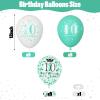 10th Birthday Decorations Girl, Teal White Happy 10th Birthday Latex Print Balloons for Boys, Turquoise White Confetti 10th Bday Party Decorations for Kids Age 10 Years Old Birthday Party Supplies view 2