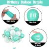 10th Birthday Decorations Girl, Teal White Happy 10th Birthday Latex Print Balloons for Boys, Turquoise White Confetti 10th Bday Party Decorations for Kids Age 10 Years Old Birthday Party Supplies view 3