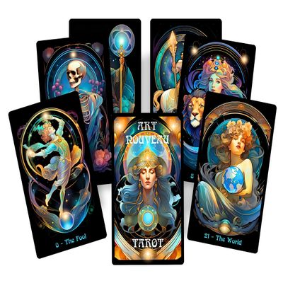 Art Nouveau Tarot Deck | 78 Illustrated Cards with Flowing Line Art & Mystical Symbolism | Elegant Fortune Telling Tool Inspired by The Belle poque