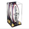 Better Display Cases Acrylic Rugby Ball Display Case Vertical with Mirror Case, Yellow Risers, Wall Mount and Clear Base 8" x 8" x 12" (A060/B42) view 1