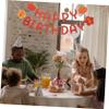 ifundom 1set Chinese Style Birthday Banner with Paper Fans of Happy and Peaceful Themed Decorations for Birthday Parties and Celebrations view 3