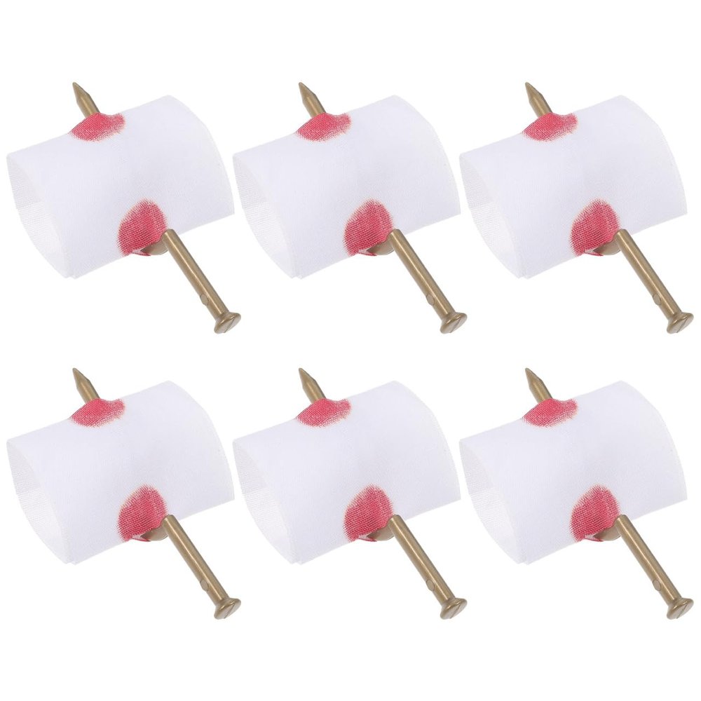 HOOTNEE Halloween Prank Nail Through Finger Toys 6 Pcs Realistic Fake Nails Bloody Props for April Fool S Day Cosplay Party Gag