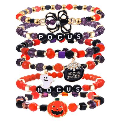 Halloween Hocus Pocus Cauldron Beaded Bracelets Pumpkin Ghost Charms Bracelets Happy Halloween Stretch Bracelets Set Holiday Gift (Hocus Pocus)
