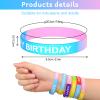 CHRORINE Happy Birthday Rubber Bracelets 12 Styles Silicone Wristbands for Classroom Birthday Party Favors 72 Pieces view 2