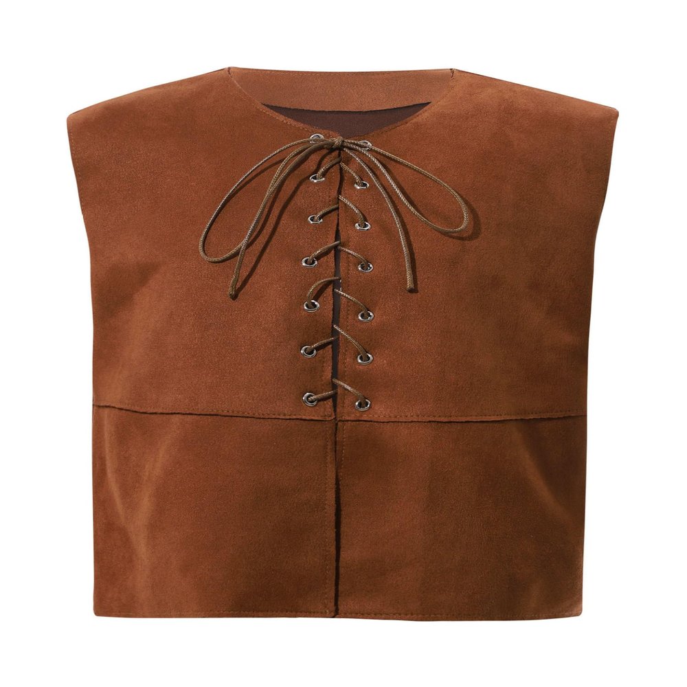 Lorilida Kids Medieval Retro Gothic Waistcoat Renaissance Pirate Cosplay Vest Costume 4-16 Years Dark Brown 16 Years
