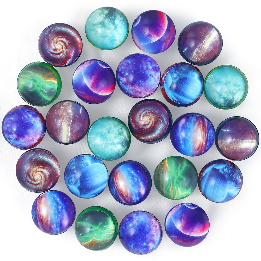 Ayfjovs 24 Pack Galaxy Bouncy Balls -32mm Rubber Balls Bulk Toys with Vibrant Aurora Colors and Great Elasticity - Perfect for Party Favors, Easter Basket Stuffers Classroom Prizes, and Pet Play