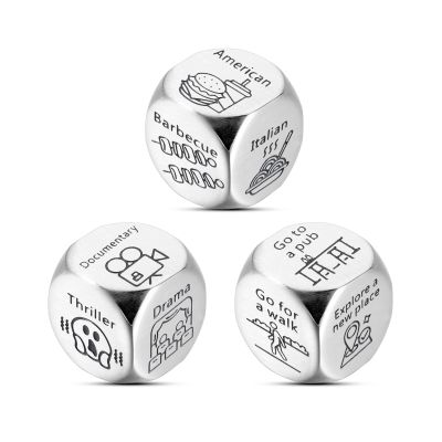 3 Pcs Valentines Gifts for Her Him Dice for Couple Christmas Dice Gift Exchange Game Dice for Her Him Boyfriend Girlfriend Husband Wife Food Decision White Elephant Valentines Gifts