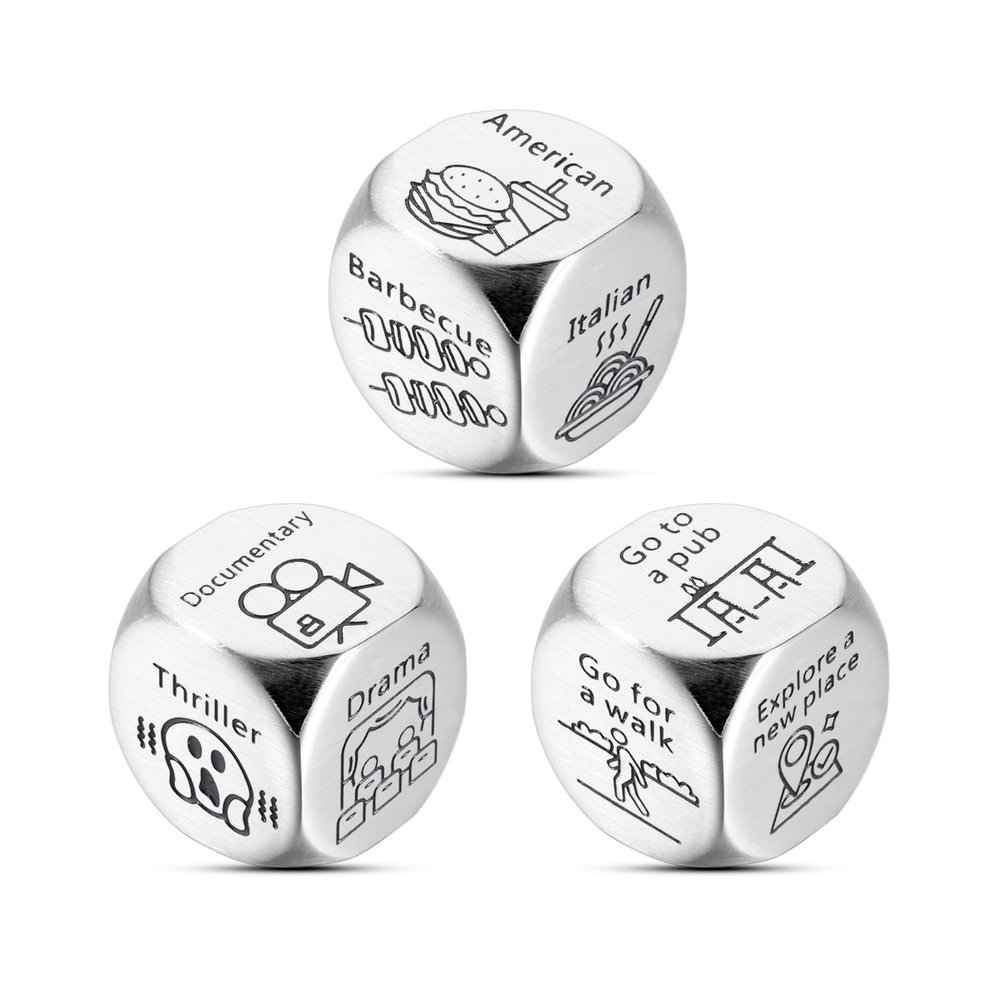 3 Pcs Valentines Gifts for Her Him Dice for Couple Christmas Dice Gift Exchange Game Dice for Her Him Boyfriend Girlfriend Husband Wife Food Decision White Elephant Valentines Gifts