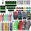 146 Pcs Video Game Party Favors, Gamer Party Favor -Ink Pen Notebook VIP Passes with Lanyards Slap Bracelets Keychains Bags Tattoo Stickers for Kids Gaming Party Favors Game On Birthday Partys Favor view 1