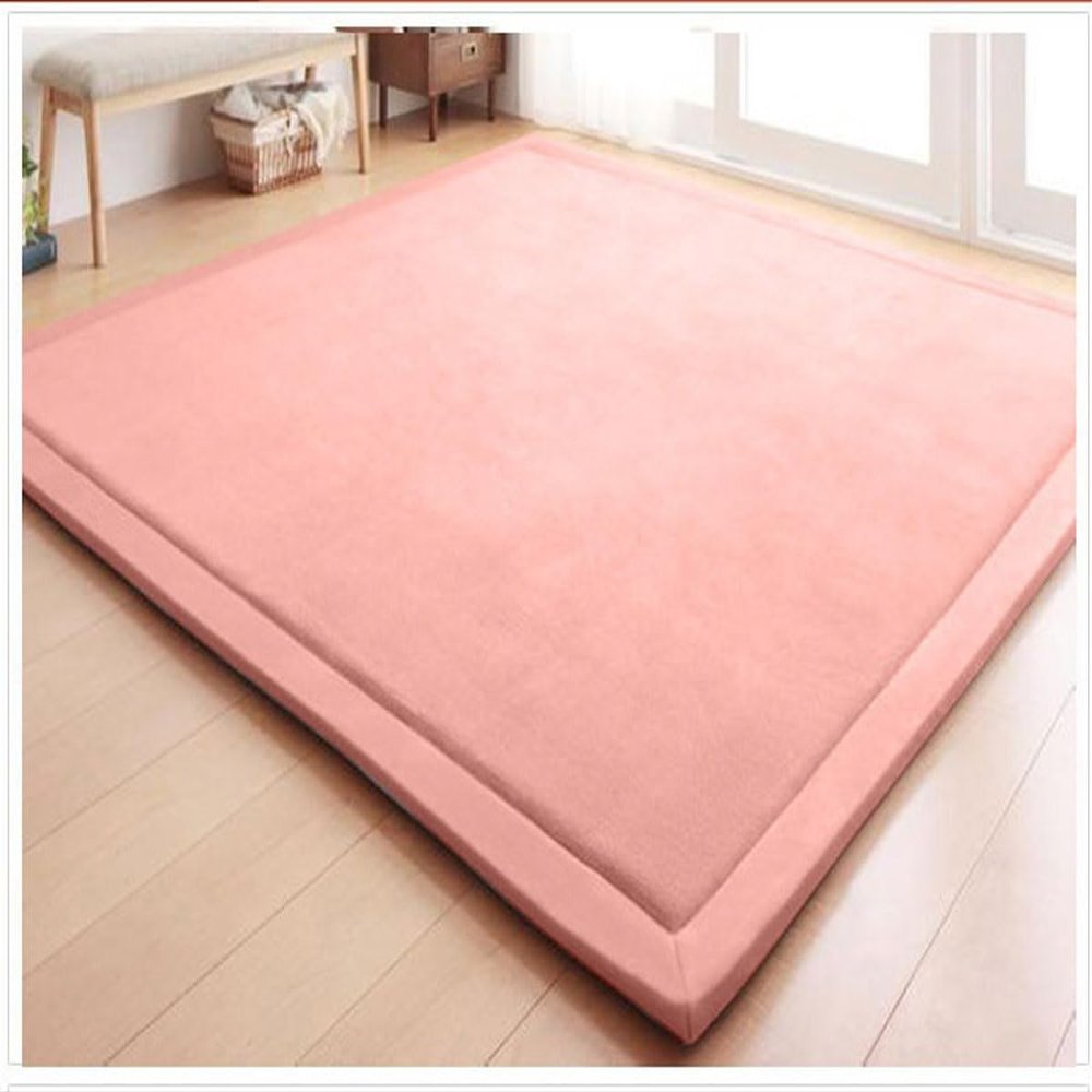 Dmkjdzsw Crawling Mat for Baby Non-SlipNursery RugCoral Velvet Area Rugs2cm Thick Kids Carpet-Princess Powder-180 * 200cm