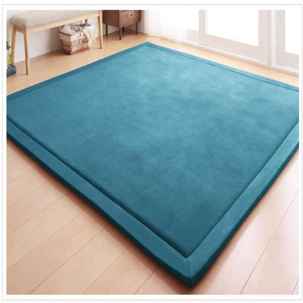Dmkjdzsw Crawling Mat for Baby Non-SlipNursery RugCoral Velvet Area Rugs2cm Thick Kids Carpet-Lake Blue-100 * 150cm