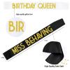 12 Pack Queen Sashes for Women - Birthday Squad Sash Set, Funny Gifts Sashes for Women's Birthday Party Supplies (Black + White + Gold Glitter Letters) view 3