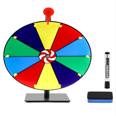 QWORK 12" Spinning Prize Wheel, 10 Slot Tabletop Color Spinning Wheel, Fun and Fair Game for Carnivals, Trade Shows, and Parties