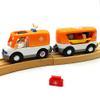 Magnetic Trains Cars Playset Wooden Train Track Accessories Train Set for Toddlers 3-5 Wooden Train Sets for Boys Ages 3-4-7 (Ambulance B (with Light and Sound)) view 2
