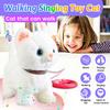 White Leash Walking Cat Set Singing That Purrs and Meows Animated Plush Robot Kitten Pet Moving Plush Realistic Stuffed Animal Remote Control Cute Kawai Robotic Kitty Toy for Kid view 2