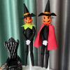 14Inch Halloween Pumpkin Elf Plush Stuffed Doll,Handmade Pumpkin Elf Toy with Black Hat,White Gloves,Dresses,and Cape for Halloween and Autumn Harvest Holiday Tabletop Home Decorations(Red+Green) view 4