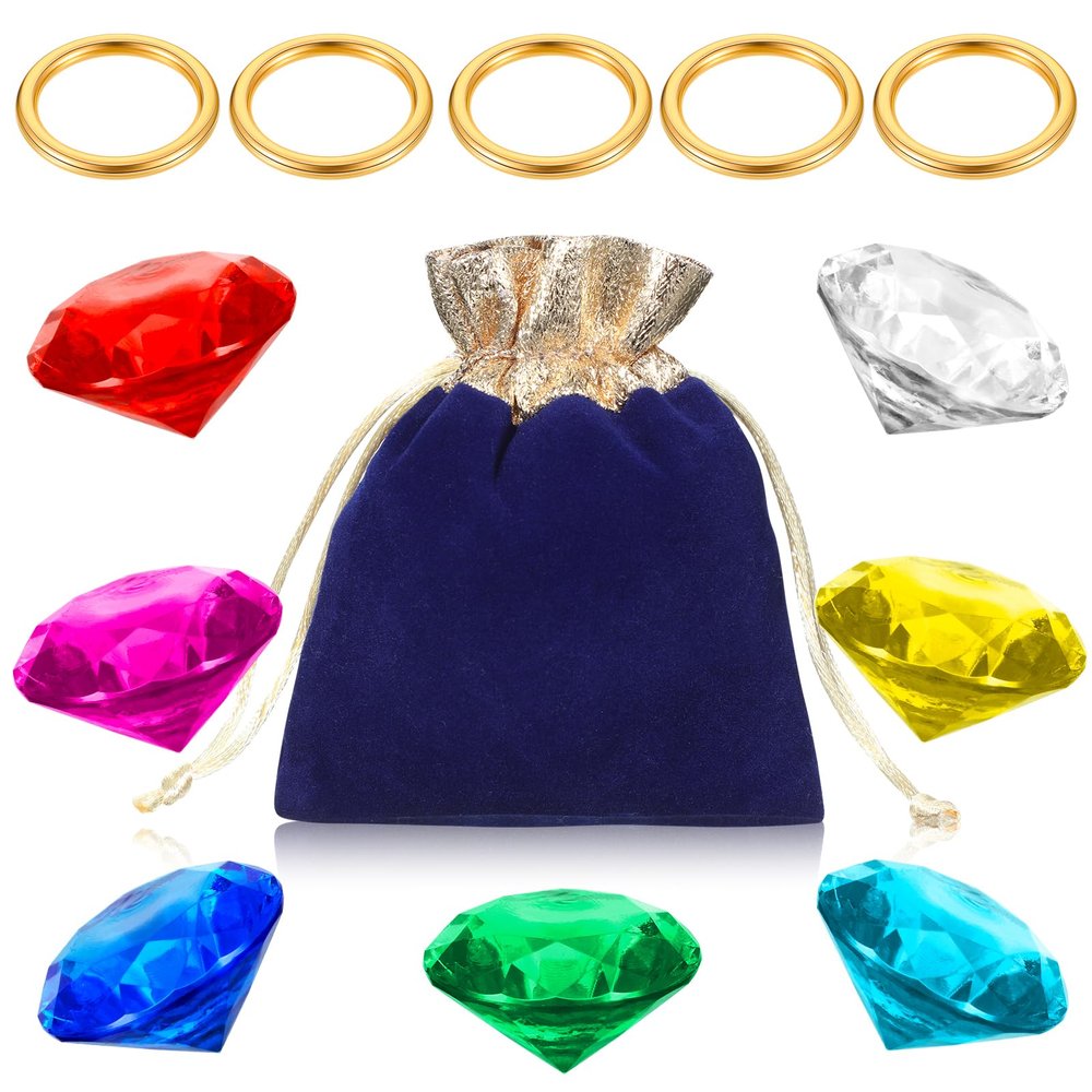 ZCYSRLQIN 12 Pcs RoundRing Set Acrylic Diamond Gemstone Jewelry Alloy Halloween Party Hunting Cake Ornament Gift Bag Blue Hedgehog Power1x 1.57 inches