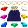 ZCYSRLQIN 12 Pcs RoundRing Set Acrylic Diamond Gemstone Jewelry Alloy Halloween Party Hunting Cake Ornament Gift Bag Blue Hedgehog Power1x 1.57 inches view 1