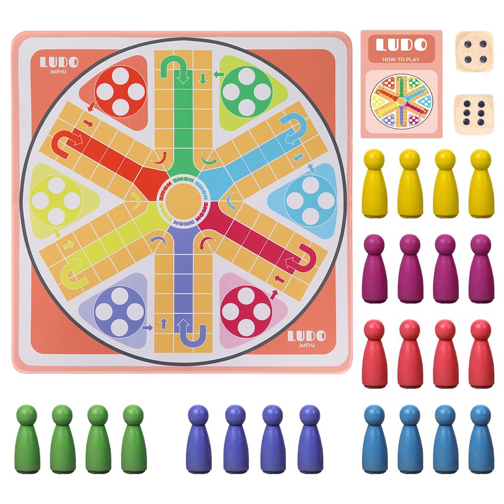20 Inches Ludo Board Game,2-6 Players Ludo Game for Adults,Ludo & Parcheesi Board Games Suitable for Family Gathering & Party Night (Ludo Instruction Included)