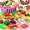 94 Pcs Cutting Play Food Set for Kid Kitchen (45 Items), Pretend Play Food with Shopping Basket, Fake Food Accessories with Fruit Vegetable Toy for Toddler, Educational Gift for Little Girl Birthday view 1
