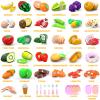 94 Pcs Cutting Play Food Set for Kid Kitchen (45 Items), Pretend Play Food with Shopping Basket, Fake Food Accessories with Fruit Vegetable Toy for Toddler, Educational Gift for Little Girl Birthday view 2