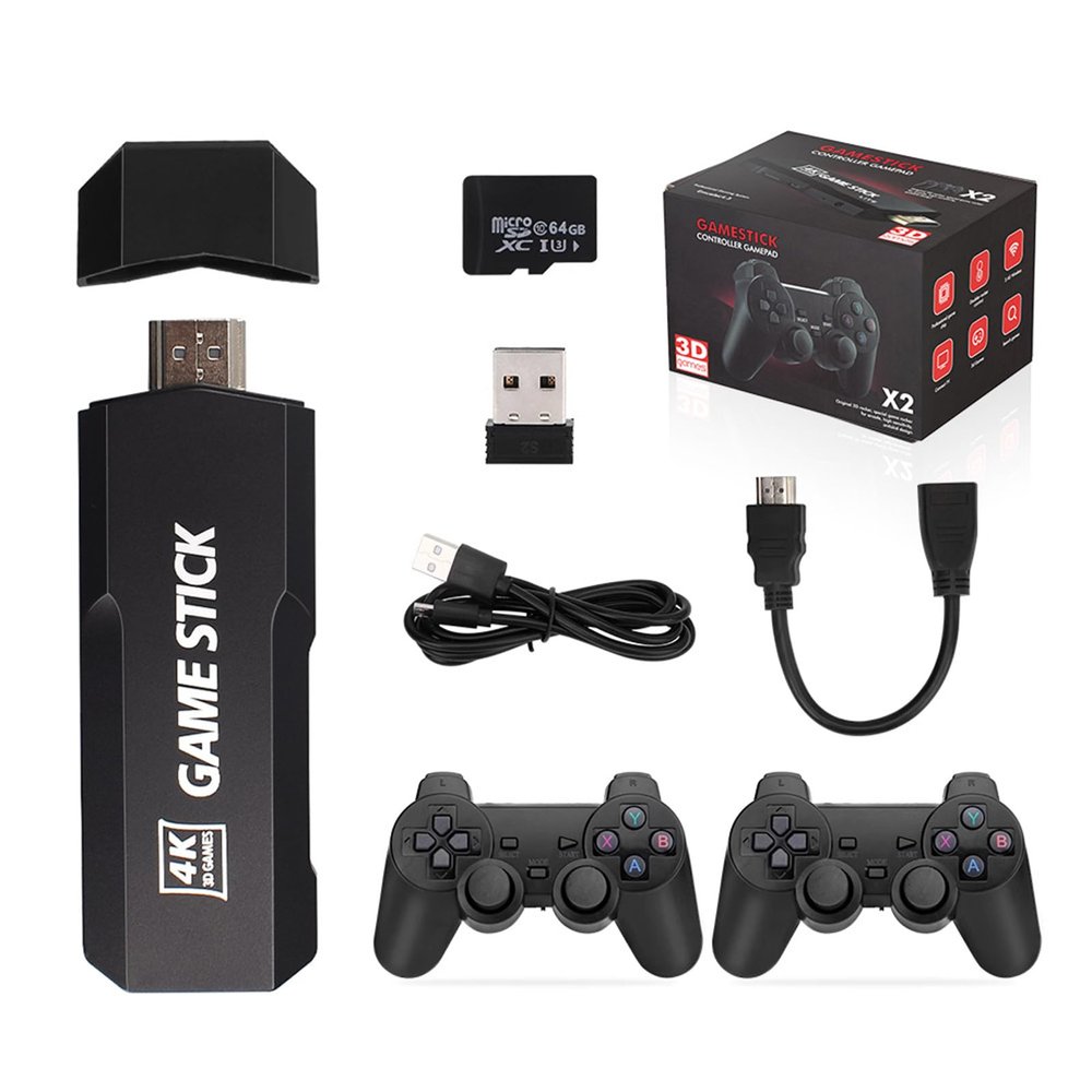 WUYJTIF X2 Plus GD10 Pro 4K Game Stick 3D HD Retro Video Game Console Wireless Controller TV 50 Emulator(128G 41000+Games)