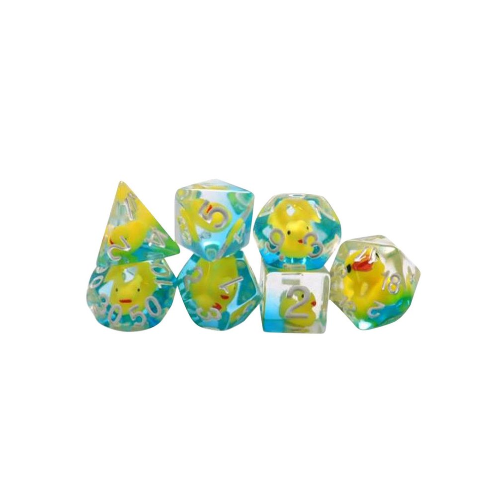 7Pcs Acrylic Dices Filled with Ducks Animal Polyhedral Dices for Bar Card Games Card Game Table Game Role Playing Game