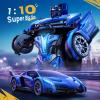 Veeniix V991 Transform Remote Control Car, 1:10 Big Size, 2 Rechargeable Batteries for 70Min, 2.4GHz Gesture Sensing, One-Key Deformation, Robot Toys Gifts for Boys and Girls (Blue) view 2