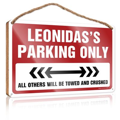 CakJuice Signs for Bathroom Leonidas'S Parking Only Wooden Sign Wooden Hanging Plaque Sign Farmhouse Hanging Sign (Size : 15X28CM)