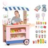 INFANS Wooden Grocery Store Marketplace Toy, Market Stand Shop Pretend Play Set with Universal Wheel Food Scale Cash Register Beverage Rack 30 Accessories Gift for Ages 3+ view 1