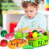 100 PCS Cutting Play Food Toy for Kids Kitchen, Pretend Food Toys for Toddlers, Play Kitchen Toys Accessories with 2 Baskets, Fake Food/Fruit/Vegetable, Birthday Gifts for 3 4 5 6 Years Old Boys Girls view 3