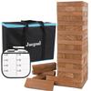 Juegoal 54 Piece Giant Tumble Tower Brown for Adult Kids Family, Wooden Block Stacking Game with Gameboard & Canvas Bag, Outdoor Games for Backyard Lawn Party Playing, 6.9 x 6.9 x 24 Inches,X-Large view 1