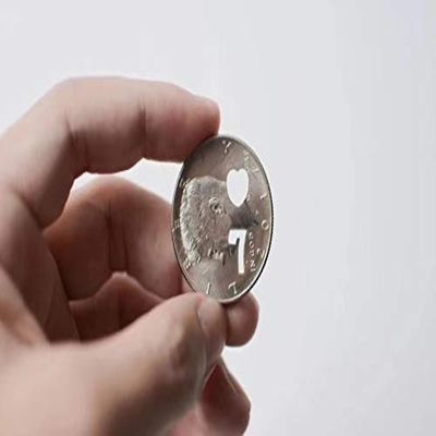 blue-ther 7 of Hearts Half Dollar for Coin Magic Tricks Magician Playing Cards Coin Magie Close Up Props Gimmick Illusion (Heart 7)
