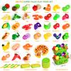 100 PCS Cutting Play Food Toy for Kids Kitchen, Pretend Food Kitchen Toys Accessories with 2 Baskets, Fake Food/Fruit/Vegetable, Christmas Birthday Gifts for 2 3 4 5 Years Old Toddlers Boys Girls view 2