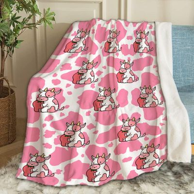 Ottoy Strawberry Cows Blanket Gifts Cozy Soft Blanket Boys, Girls Blankets Christmas Birthday Gifts 40"x30" for Pets