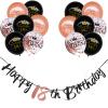 18th Birthday Decorations for Girls, 16 PCS Black Rosegold Happy 18th Birthday Banner Bunting with Helium Latex Confetti Balloons, 18th Happy Birthday Decorations for 18th Birthday Party Supplies view 1