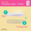 Elk and Friends Kids 7.8 Porcelain White Plates | Suitable for Babies/Toddlers | Microwave & Dishwasher Safe | Non Slip Dinnerware | Snack Dishes | 2 Pack view 2